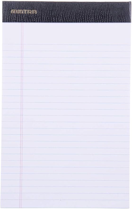 Mintra Office Legal Pads - ((PREMIUM WHITE 6pk, 5in x 8in, NARROW RULED)) - 50 Sheets per Notepad, Micro perforated Writing Pad, Notebook Paper for School, College, Office, Professionalm - Heavyweight