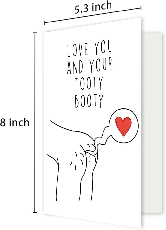 Cheeky Tooty Booty Anniversary Card, Funny Anniversary Card for Husband Boyfriend, Romantic Anniversary Card Gift for Couple, Lovely Valentine's Day Gifts for Him Her