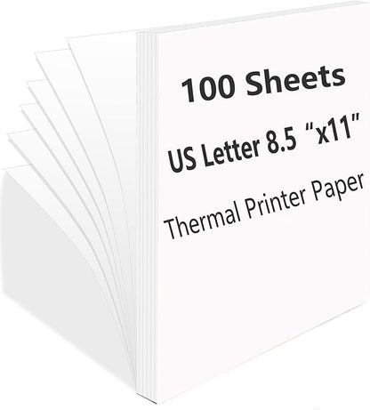100 Sheets Thermal Printer Paper, 8.5''×11'' US Letter Size, Advanced Printing Paper, Thermal Paper Compatible with Brother Letter Portable Printer, Printer Paper for M08F-Letter, M832, M834, MT800