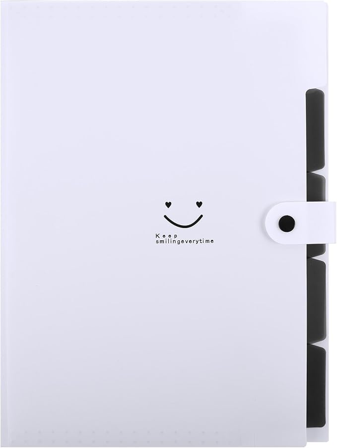 SKYDUE 5 Pocket Expanding File Folder, Letter Size Portable Accordion Folders for Documents for School Office, White