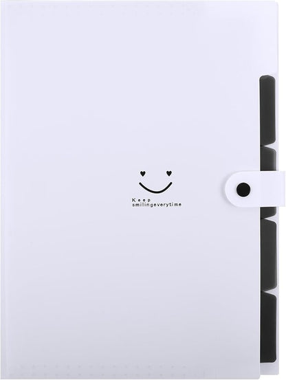 SKYDUE 5 Pocket Expanding File Folder, Letter Size Portable Accordion Folders for Documents for School Office, White