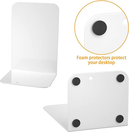 VFINE Bookends 3 Pairs, White Metal Bookends, Book Ends for Shelves, Bookends for Shelves, Desktop Bookend, Book Ends for Heavy Books