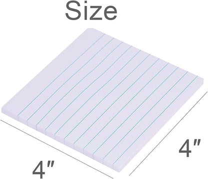 Vanpad Lined Sticky Notes 4x4 Inches, Light Purple Pink Ruled Self-Stick Pads, Easy to Post for Home, Office, Notebook, 8 Pads/Pack