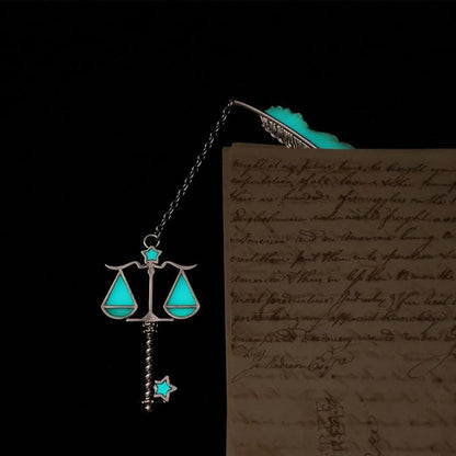 Zodiac Feather Bookmark Gifts for Women Men, Cool Metal Bookmark Glow in The Dark Libra Bookmark, Luminous Star Sign Constellation Horoscope Bookmark Gifts