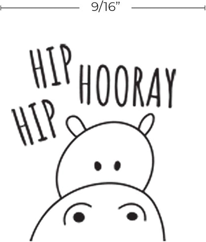 Hip Hip Hooray! Hippo Stamp / 2000 Plus Self Inking Teacher Stamper/Black Imprint Planner Worksheet Stamp
