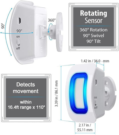 Caregiver Pager Wireless Motion Sensor Alert Room Bed Alarm and Fall Prevention for Elderly Dementia Patients (2 Receiver+3 Monitor Motion)