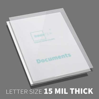 Binditek 50 Pack 15 Mil Frosted Polycover,Semi-Transparent Binding Presentation Covers, 8-1/2 x 11 Inches, Lightly Textured Sand Finish, Square Corners, Un-Punched, Office Supplies