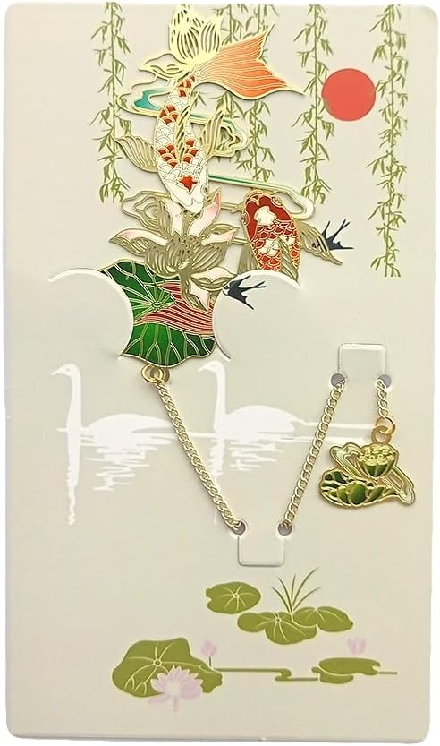 MOZART Koi Carp Gift Box Chinese Style Brass Bookmark Classical Mythological Characters Mountain and Sea Sutra Series Creative Cultural Copper Bookmark Metal Bookmarks