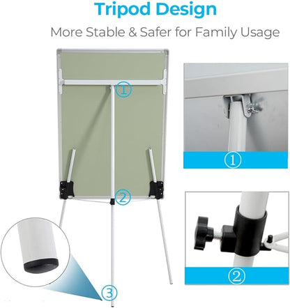 2 Pack Magnetic Whiteboard Easel 24" x 36"|Height Adjustable Dry Erase Board Tripod Office Presentation Board w/Flipchart Pad, Magnets & Eraser, White