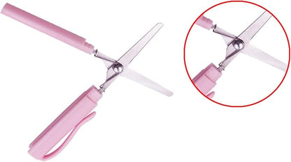 Pen Style Scissors with Cover Foldable Scissors Student Scissors Small Craft Scissors Embroidery Scissors for School, 1.4*2*11.4cm, Pink