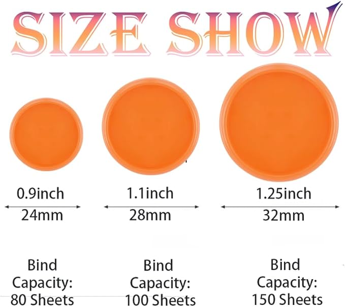 100PCS Discbound Notebook Accessories Expansion Planner Discs Binder Rings Loose-Leaf Plastic Book Binding Disc(Orange,1.25"(32 mm)