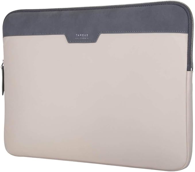 Targus Newport Modern Style Sleeve with Durable Water-Repellent Nylon, Back Zip Pocket Pouch, Protective Slipcase fits 11-12-Inch Laptop/Notebook, Tan (TSS100106GL)