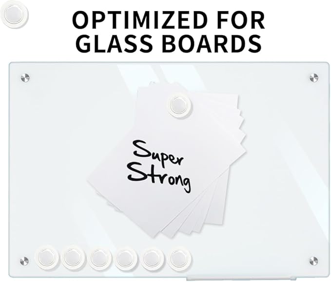 Glass Whiteboard Magnets Round Refrigerator Magnets Dry Erase Board Fridge Rare Earth Neodymium Magnet for Home School & Office (Clear,3 cm) 20 Pack