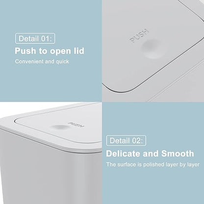 N. NETDOT 3 Pack 10 Liter / 2.6 Gallon Bathroom Trash Can, Small Trash Can with Lid, Garbage Can Waste Basket for Bathroom, Kitchen, Bedroom, Powder Room, Craft Room, Office, College (Gray)