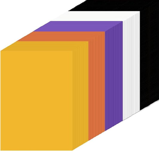 100 Sheet Assorted Halloween Colored Card Stock 65 lb Printable Card Stock Paper for DIY Halloween Card Making Hocus Pocus Party Gift Craft Supplies, 8.5 x 11 Inch