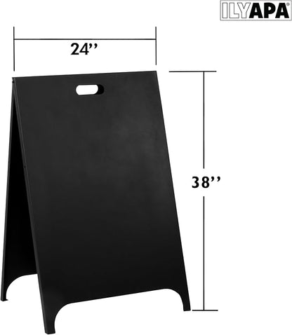 Ilyapa Modern Metal Double Sided Swinging Chalkboard Sidewalk Sign - Magnetic A Frame Alternative Menu Board, Sandwich Large Hanging Board Message Sign for Restaurant