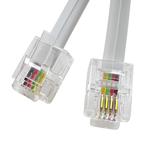 Phone Cable 10 Feet Telephone Line Cord with RJ11 6P4C Connectors for Landline Phone, Fax Machine and Modem, for Both in-Wall and Out-Wall Using, White, AV04214