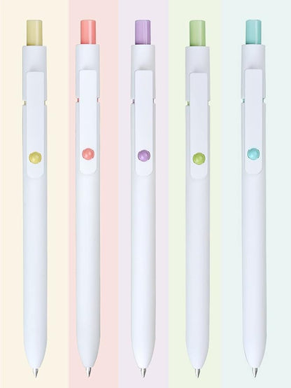 erofa 5 PCS Zennyth Gel Pens Quick Dry Fine Point Premium Retractable Rolling Ball Black Ink Smooth Writing Pens for School Office (White)