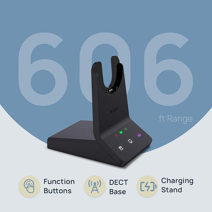 Yealink WH64 Dual UC DECT & Bluetooth Wireless Headset, 606ft Range,Zoom,Skype Certified,On Ear Work Wired Headphone with 3X Noise Cancelling Mic, 32 Talk Time, Office Desk IP Phone, PC,Computer
