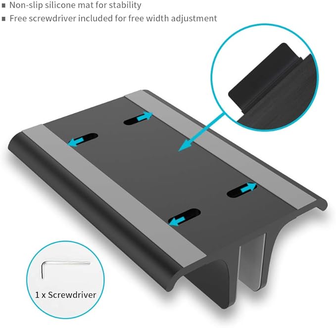 Vaydeer Double Adjustable Vertical Laptop Stand Newly Designed 2 Slots Aluminum Desktop Dual Holder for All MacBook/Chromebook/Surface/Dell/iPad Up to 17.3 Inches - Black