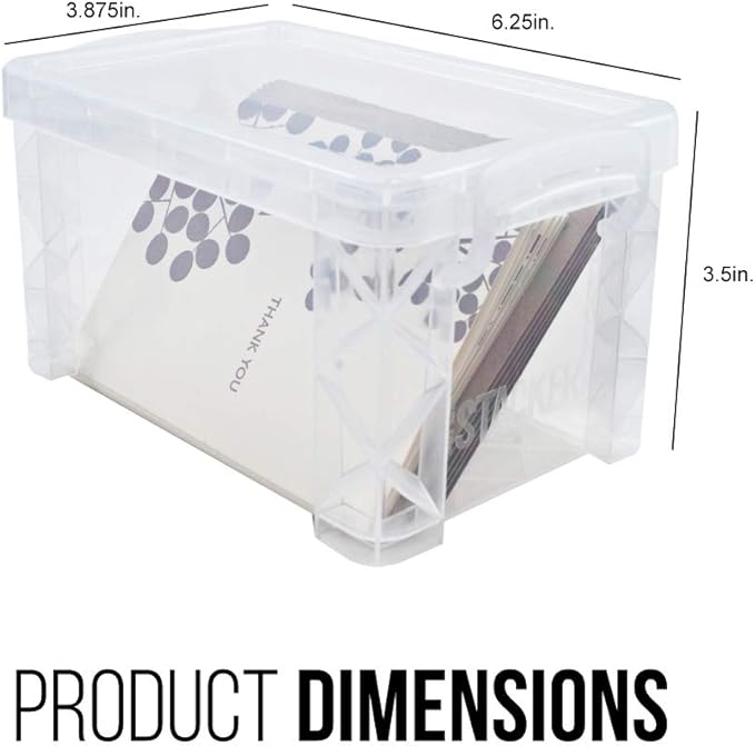 Advantus Super Stacker Storage Boxes, Holds 400 3 X 5 Cards, 6.25 X 3.88 X 3.5, Plastic, Clear