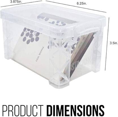 Advantus Super Stacker Storage Boxes, Holds 400 3 X 5 Cards, 6.25 X 3.88 X 3.5, Plastic, Clear