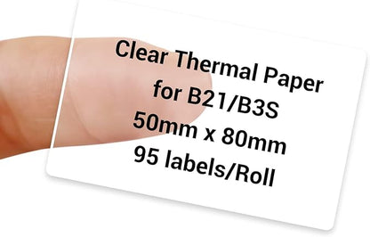 NIIMBOT Labels, 2'' x 3.15'' (50x80mm) Thermal Sticker Label, Waterproof Price/Memo Labels for NIIMBOT B1/B21/B3S/K3 Label Printer, 1 Roll of 95 Self-Adhesive Thermal Labels (Clear)