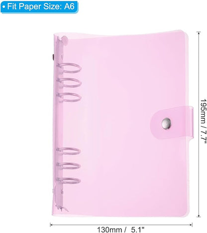 PATIKIL A6 Clear Binder Cover, Soft PVC Loose Leaf Binder Protector Refillable Notebook Shell with Snap Button Closure for DIY Meeting Notebook Folder, Purple