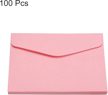 PATIKIL Mini Envelopes, 100 Pack Paper Blank Small Items Storage Business Card Holder for Greeting Note Party, Pink
