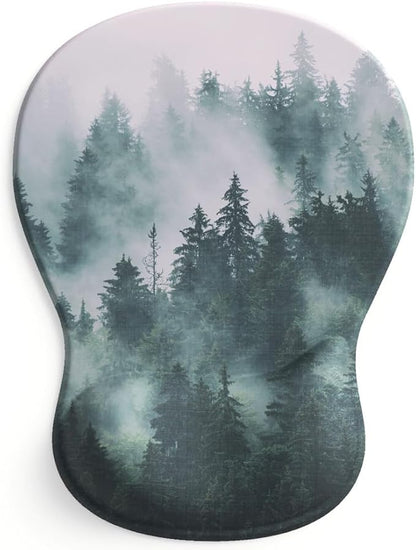 ErgoComfort Gel Wrist Rest Mouse Pad-Ergonomic Office Mousepad with Wrist Support-Non-Slip, Design Desk Accessories Mat for Home&Game Decor (08Misty Forest)