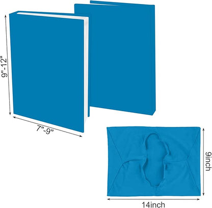 2 Pack Stretchable Book Sleeve Covers, for Paperbacks Hardcover Textbooks up to 9" x 12", Office Supplies with Free Sticker Labels (2 Pack, Light Blue)