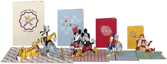 Lovepop Happy Birthday Pop-Up Card for Her and Him- 3D Disney Birthday Greeting Cards for Boys, Girls, Men, Women - 4-in-1 Nesting - 5" x 7" Mickey & Friends Card - Blank Note Card & Envelope Included