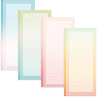 4 Pack Magnetic Notepads for Refrigerator, Full Magnet Back Design Magnetic Memo Pads, 50 Sheets per Note Pads To-Do List, Shopping List (Soft Gradient Style)