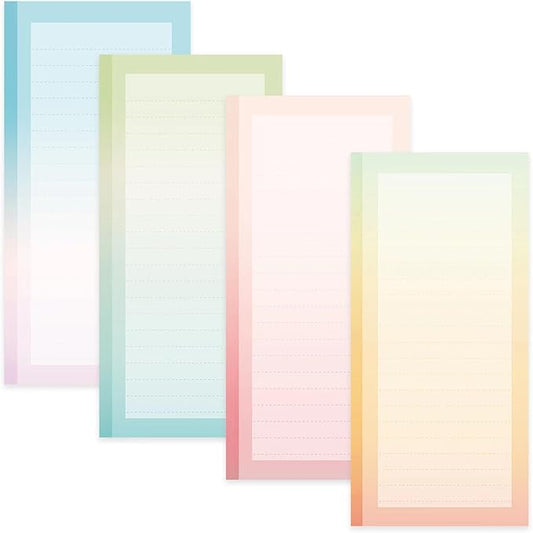 4 Pack Magnetic Notepads for Refrigerator, Full Magnet Back Design Magnetic Memo Pads, 50 Sheets per Note Pads To-Do List, Shopping List (Soft Gradient Style)
