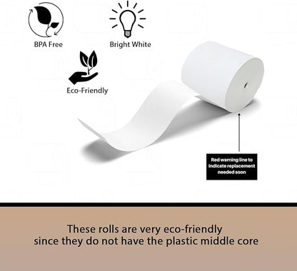 3 1/8 x 190 Thermal Receipt Paper Rolls For Most POS Systems and Receipt Printers, Compatible With Clover Station, Square Station, Toast Station, TM-T88, TSP Series (30 Rolls)