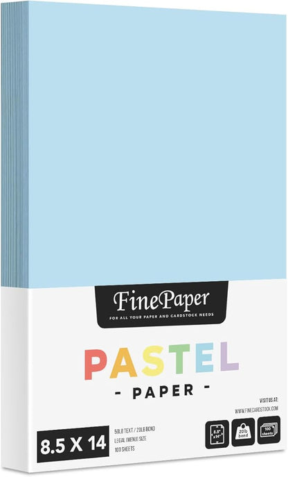 Blue Pastel Colored Menu Paper - 8.5" x 14" (Legal Size) - For Documents, Announcements, Menus Arts and Crafts | Bulk Pack of 100 Sheets