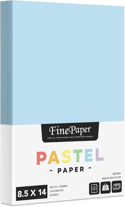 Blue Pastel Colored Menu Paper - 8.5" x 14" (Legal Size) - For Documents, Announcements, Menus Arts and Crafts | Bulk Pack of 100 Sheets