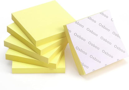 Sticky Notes 3x3 Self-Stick Notes Pads with 6 Bright Colors, Easy to Post for Office, Shool, Home, 6 Pads/Pack, 100 Sheets/Pad (Yellow)