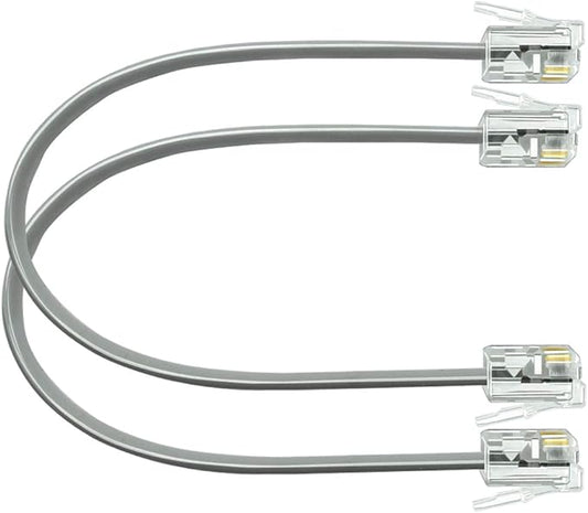 NECABLES 2Pack 6 Inch Short Telephone Cord Phone Cable Wall Phone Cord for Landline RJ11 6P4C Male to Male