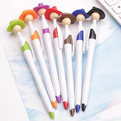 14PCS Fun Cowboy Pens Cowboy Hat Pen Novelty Retractable Ballpoint Pens For Adults School Home Office Stationery Store