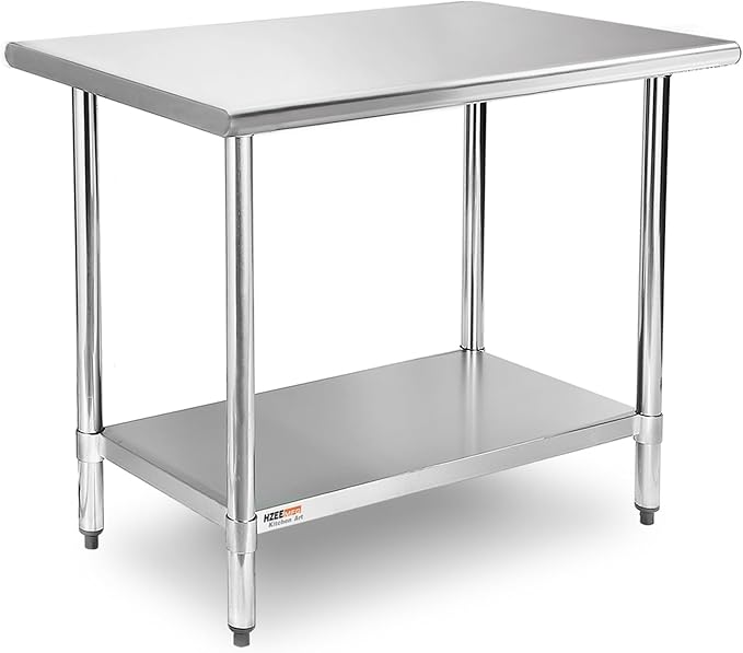 Stainless Steel Work Table for Prep & Work 24 x 30 Inches, Commercial Heavy Duty Kitchen Table with Undershelf for Restaurant, Home, Hotel, Kitchen Prep Tables