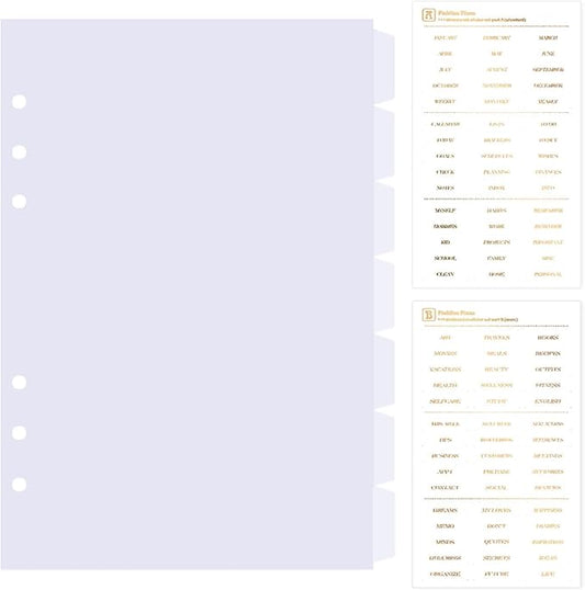 DY.2ten Clear Dividers for 6 Ring Binder, 7-Tab Sturdy Plastic Dividers, A5 Index Divider, 6 Hole Binder Dividers, Insertable Notebook Planner Tab Dividers for Binders