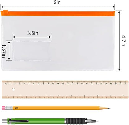 EOOUT 24pcs Poly Zip Envelope, Plastic Envelope, Reusable Envelopes, 9 x 4.7 Inches, A6 Size, 10 Colors, for Office Supplies