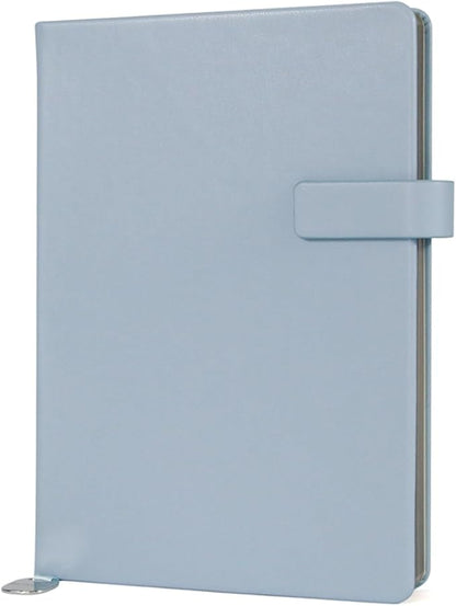 A5 Hard Cover Notebook with Pen Holder, Gold Edges & 180° Lay Flat - Large 5x8.25 Lined, Bookmark, Gift Box - Durable Journal for Office, Study, Travel - Writers, Students (Light Blue)