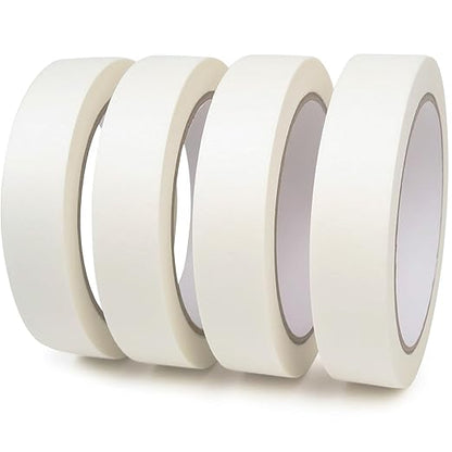 4 Pack White Artist Tape - Art Masking Tape for Watercolor Paper, Canvas Acrylic Painting, Curves, Framing, Paint, Gouache, Console - Acid Free Drafting Tape 1" Wide - 360FT Total