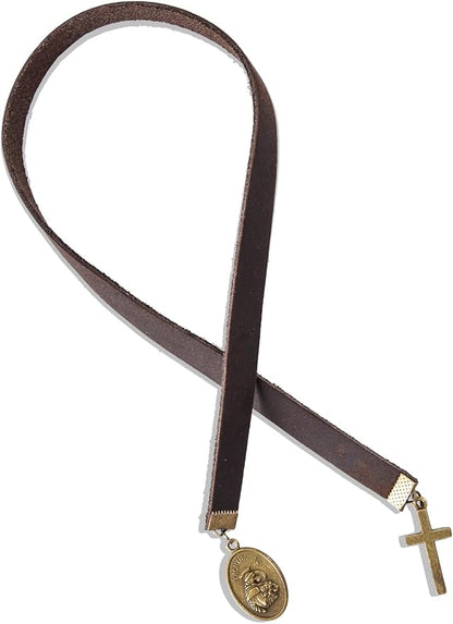 Bookmarks, Handmade Retro Cross Bible Bookmark with Long Leather Straps, Christian Saint Book Mark, Ideal Christian Gift (Style 3)