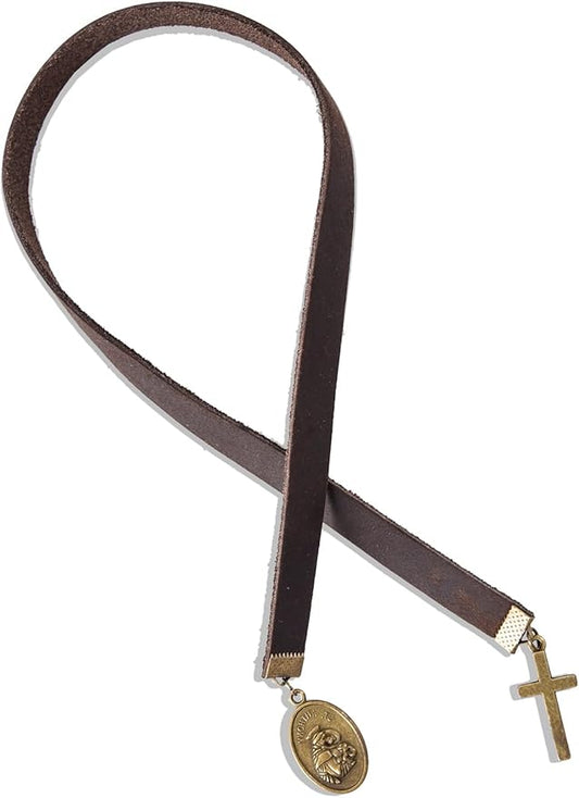 Bookmarks, Handmade Retro Cross Bible Bookmark with Long Leather Straps, Christian Saint Book Mark, Ideal Christian Gift (Style 3)