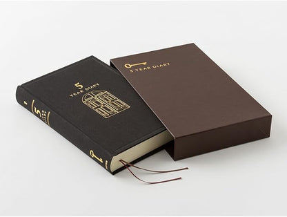 Midori 12396006A Diary, For 5 Year Rows, Door, Black, With Buver