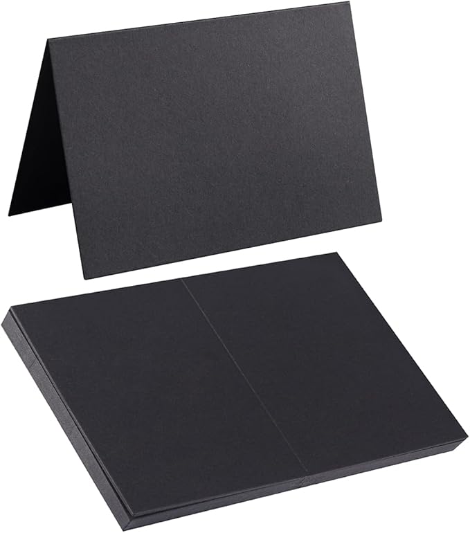 50 Pack Blank Cards Folded Cardstock Thank You Blank Greeting Cards for Invitations, Wedding, Greeting Cards, All Occasion DIY (Black, 4x6)