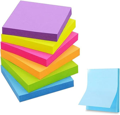 Sticky Notes 3x3 Inches, 12 Pads Bright Colors Sticky Notes,Colorful Sticky Notes, Self-Stick Note Pads, Sticky Notes Bulk,50 Sheets/Pad (6Pads)